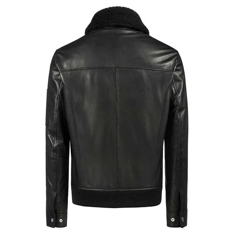 Bomber Fur Collar Real Leather Jacket