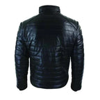 Mens Genuine Real Leather Puffer Black Jacket