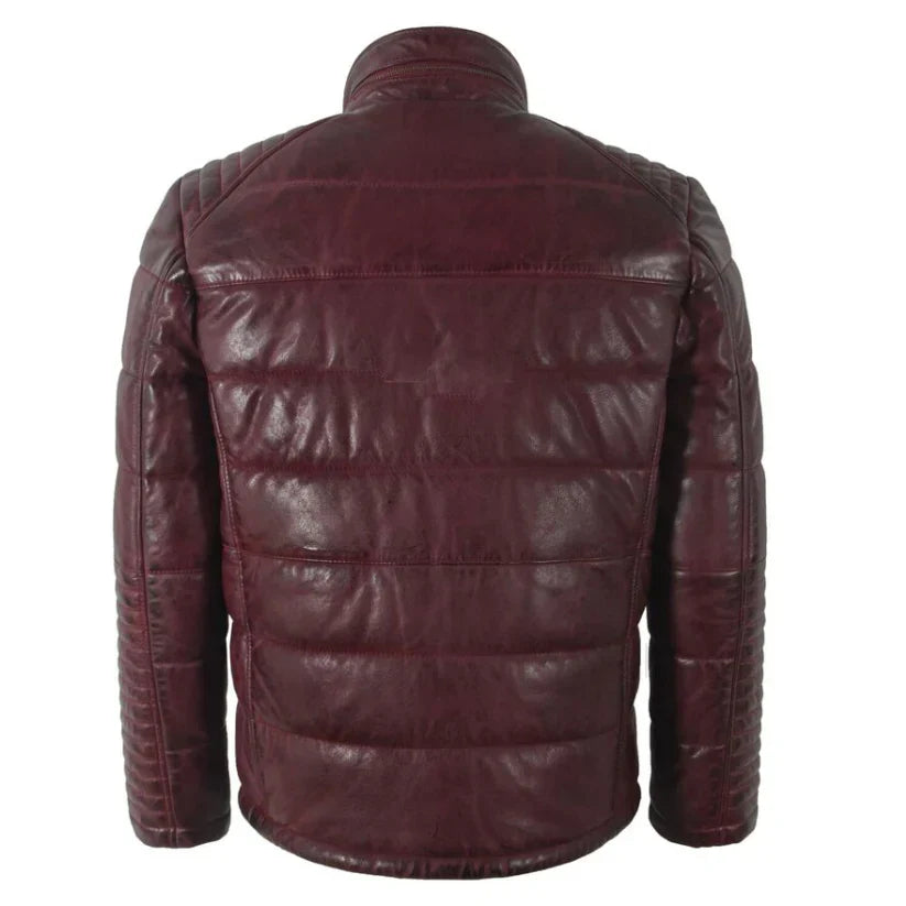 Mens Puffer Real Leather Jacket