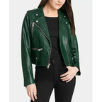Green Cropped Biker Jacket