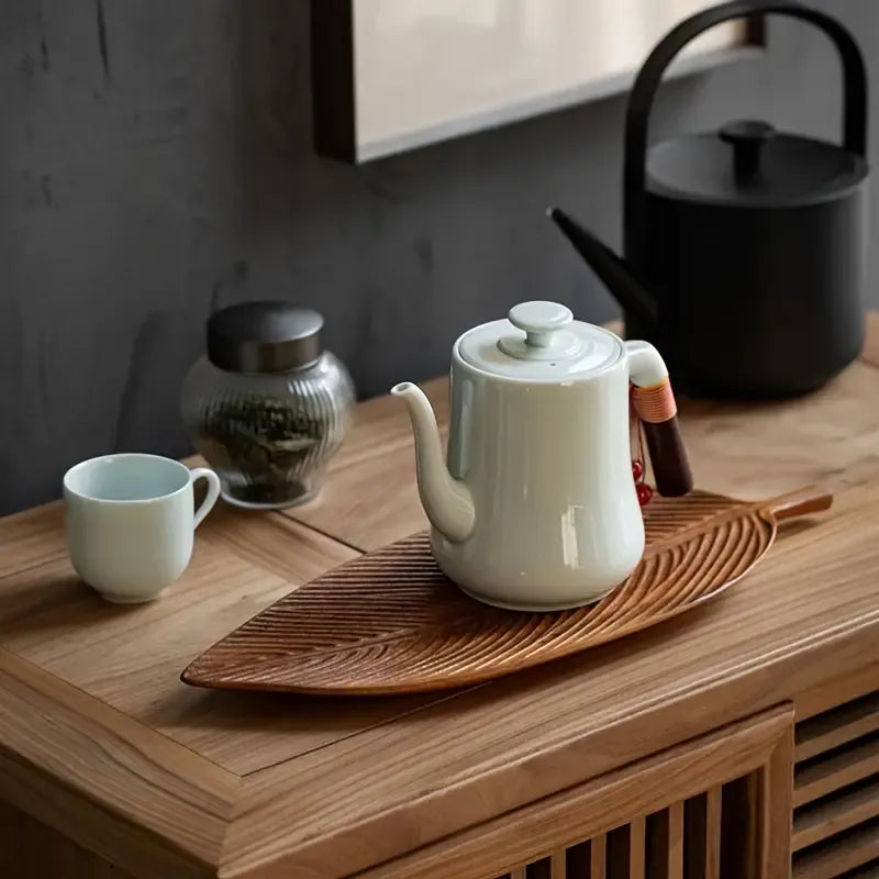 Handcrafted wood tray on dining table