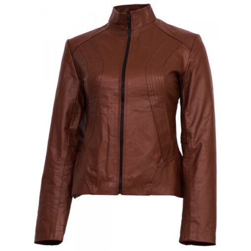 Womens Tan Brown Leather Jacket