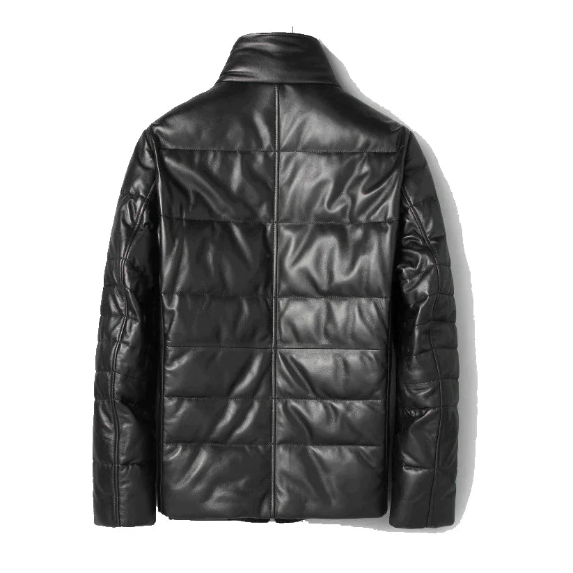 Leather Puffer Jacket for men