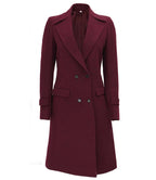 Womens Wool Coat Maroon Long Wrap Coat