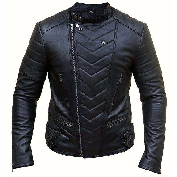 Men Biker Cross Zipper Leather Jacket