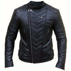 Men Biker Cross Zipper Leather Jacket