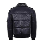 Mens Genuine Black Fur Puffer Leather Jacket