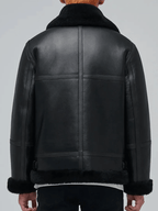Men Aviator Black Leather Jacket