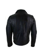 Mens Black Brando Biker Leather Jacket