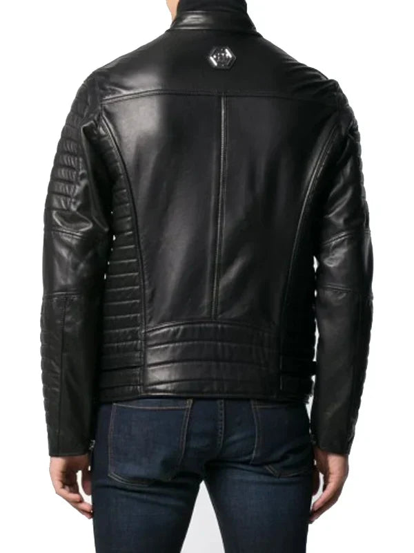 Men Black Biker Leather Jacket