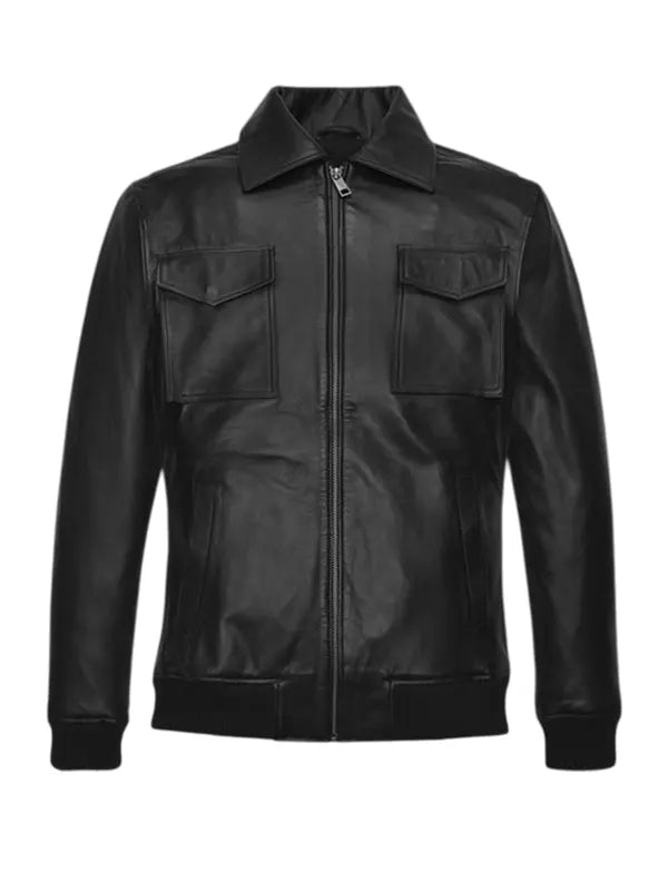 Classic Black Leather Jacket Men