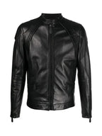 Mens Classic Biker Moto Leather Jacket