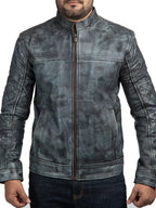Mens Shooter Distressed Leather Jacket