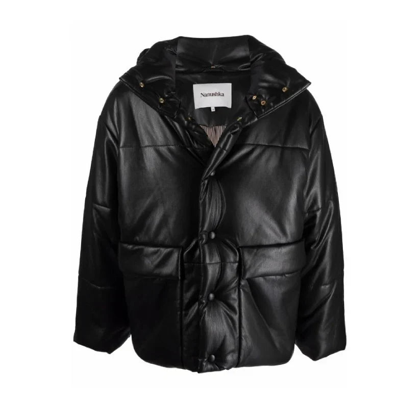 Faux Leather Puffer Jacket