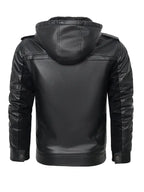 Mens Fred Black Hooded Leather Jacket