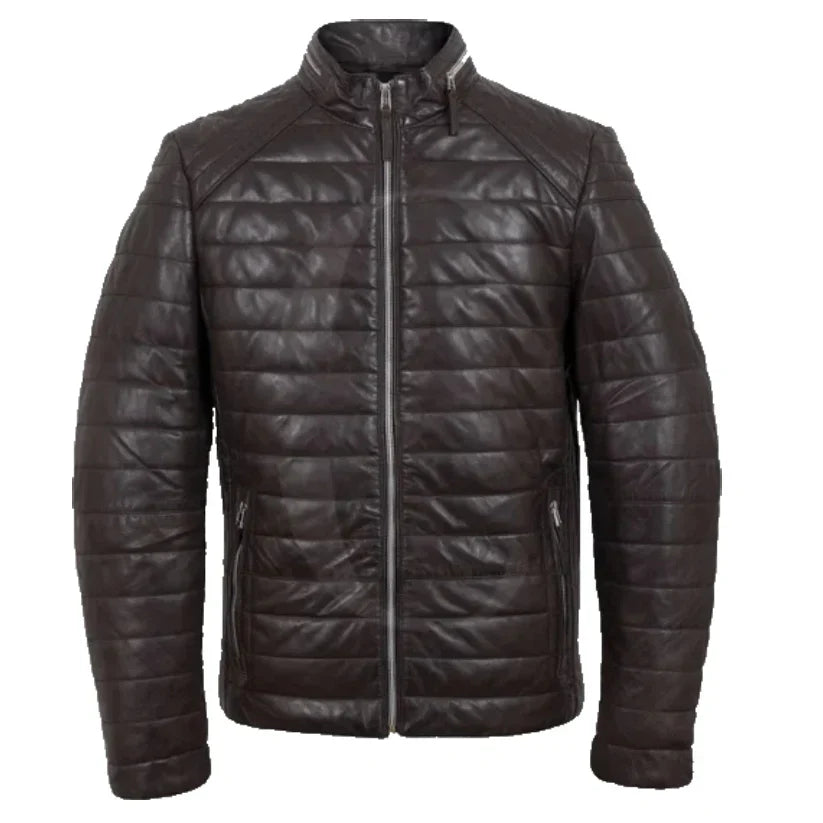 Mens Puffer Leather Jacket
