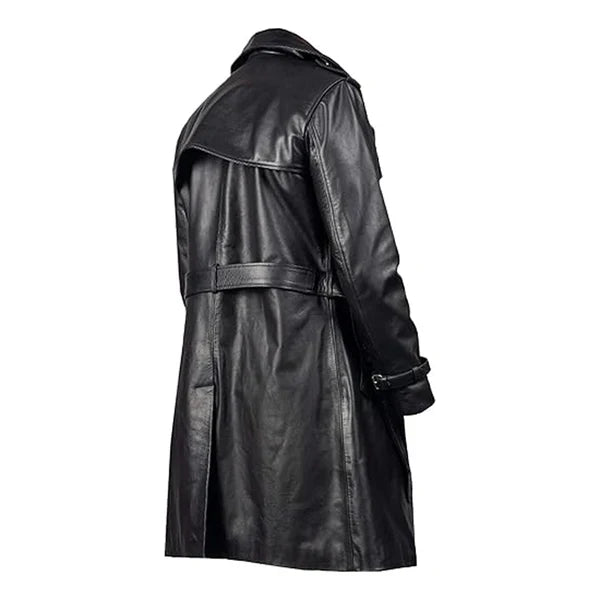 Mens Real Leather Trench Coat