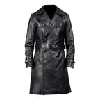 Mens Real Leather Trench Coat