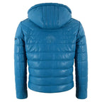 Mens Puffer Hooded Leather Jacket