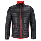Mens Black Puffer Leather Jacket