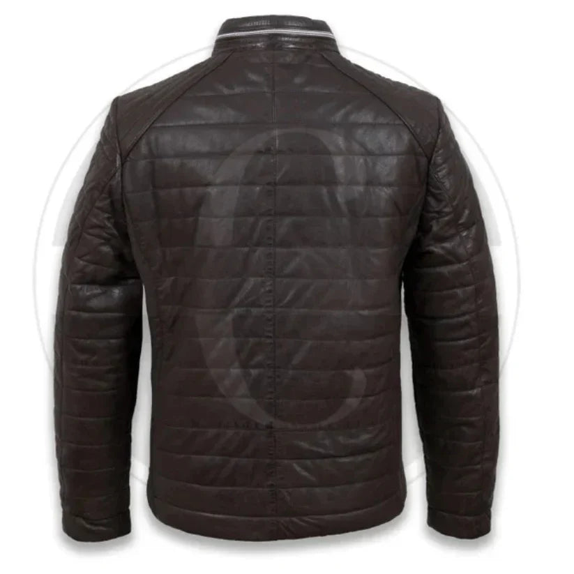 Mens Puffer Leather Jacket