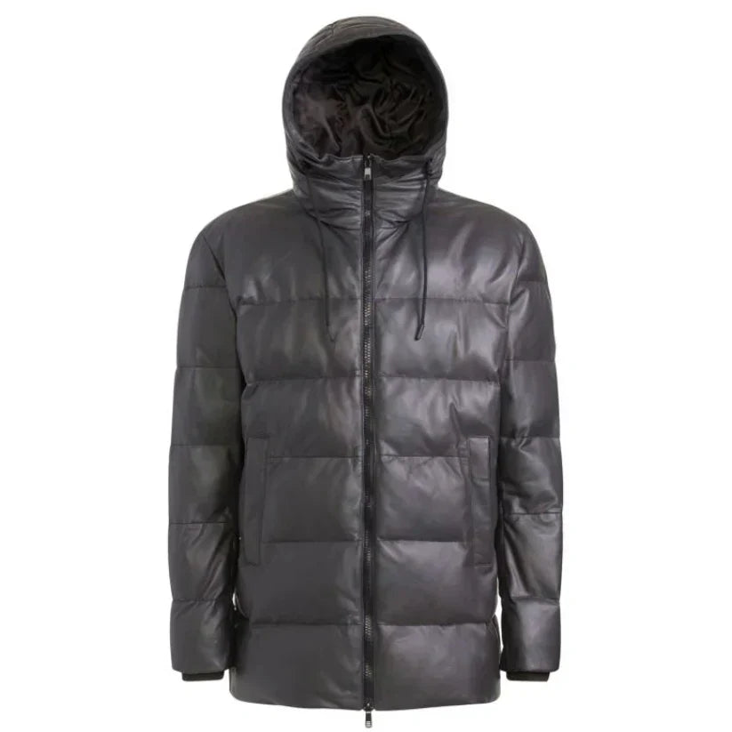 Leather And Down Puffer Jacket