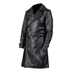 Mens Real Leather Trench Coat