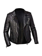Mens Quilted Biker Leather Jacket