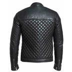 Quilted Biker Black Leather Jacket