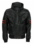 Mens Racing Hooded Biker Jacket
