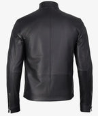 Mens Stylish Black Cafe Racer Leather Jacket