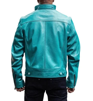 Turquoise Teal Leather Jacket