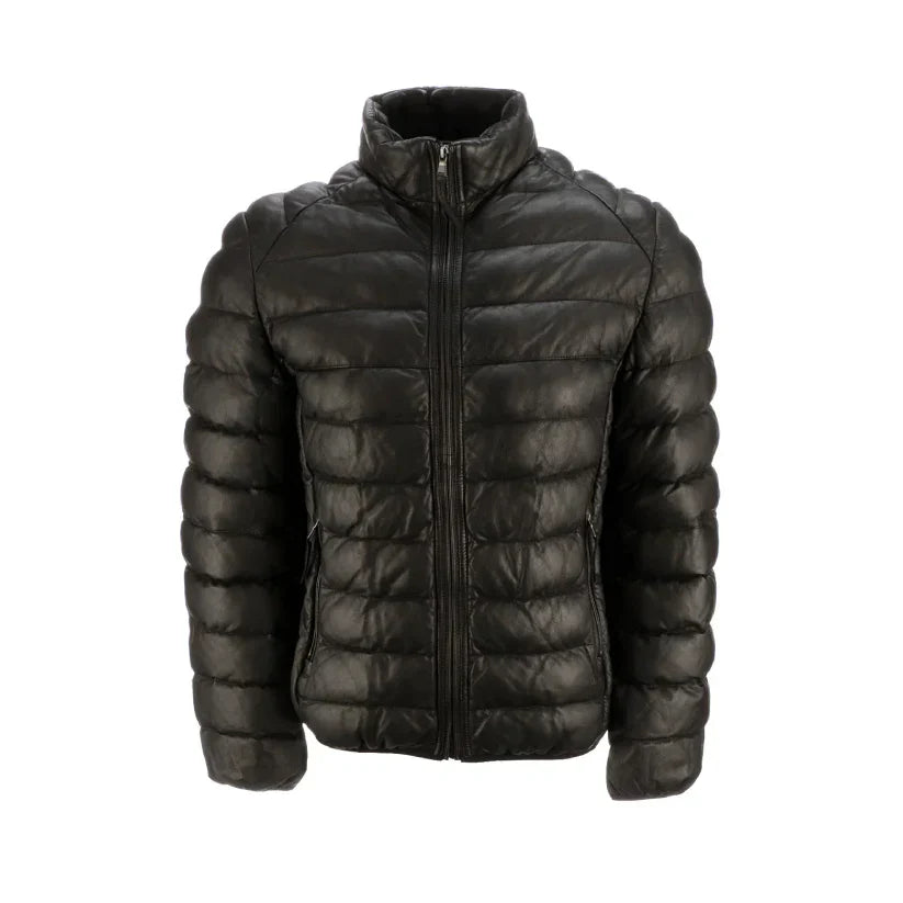Mens Leather Puffer Jackets