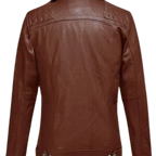 Tan leather motorcycle jacket for men
