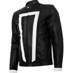Black and White Leather Motorcycle Jacket