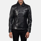 Mod Black Leather Peacoat