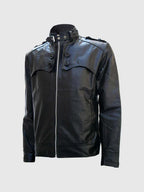 Menswear Black Motorcycle Leather Jacket