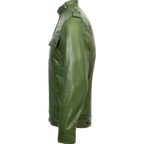 Slim Fit Men Green Biker Jacket