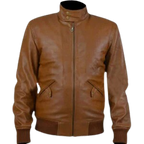 Tan Leather Bomber Jacket Men