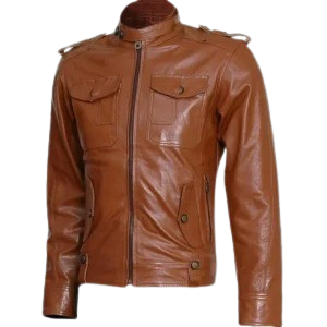 Men's Tan Biker Leather Jacket