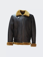 B3 Shearling Leather Moto Collar Jacket for Men