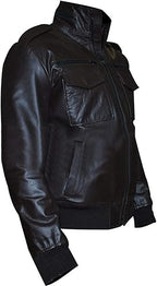 Black Leather Bomber Jacket