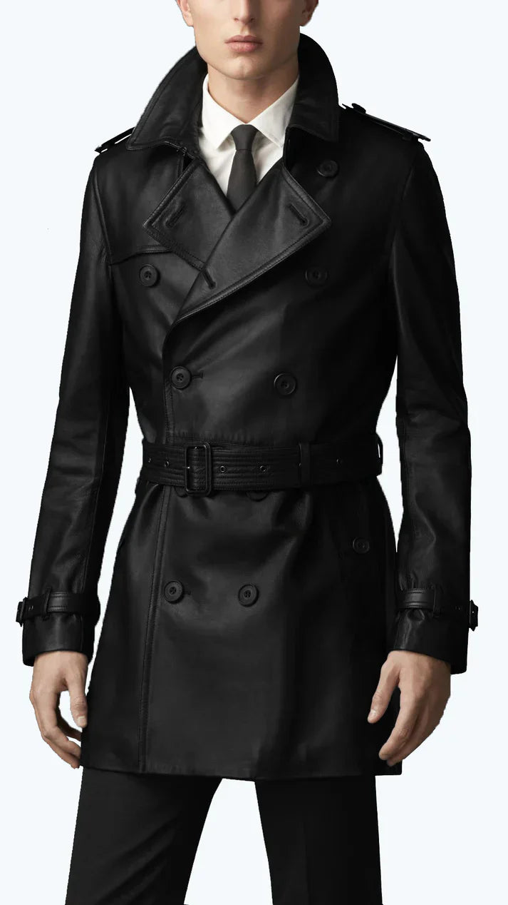Mylion Wool-Lined Men's Winter Leather Car Coat