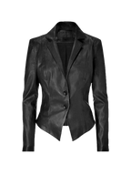 Phoenix Womens Black Leather Blazer Coat
