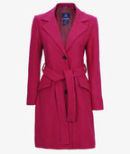 Womens Pink Wool Wrap Coat