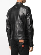 Mens Classic Biker Moto Leather Jacket