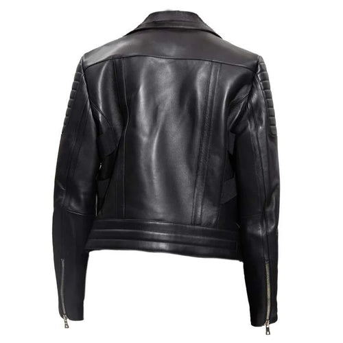 Asymmetric Zip Biker Leather Jacket For Men