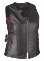Women Purple Leather Motorcycle Vest