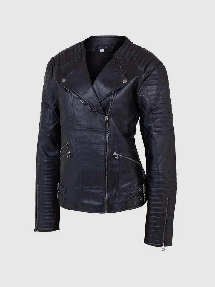 Womens Leather Quilted Jacket