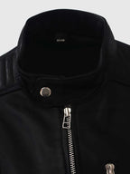 Womens Quilted Cafe Racer Leather Jacket